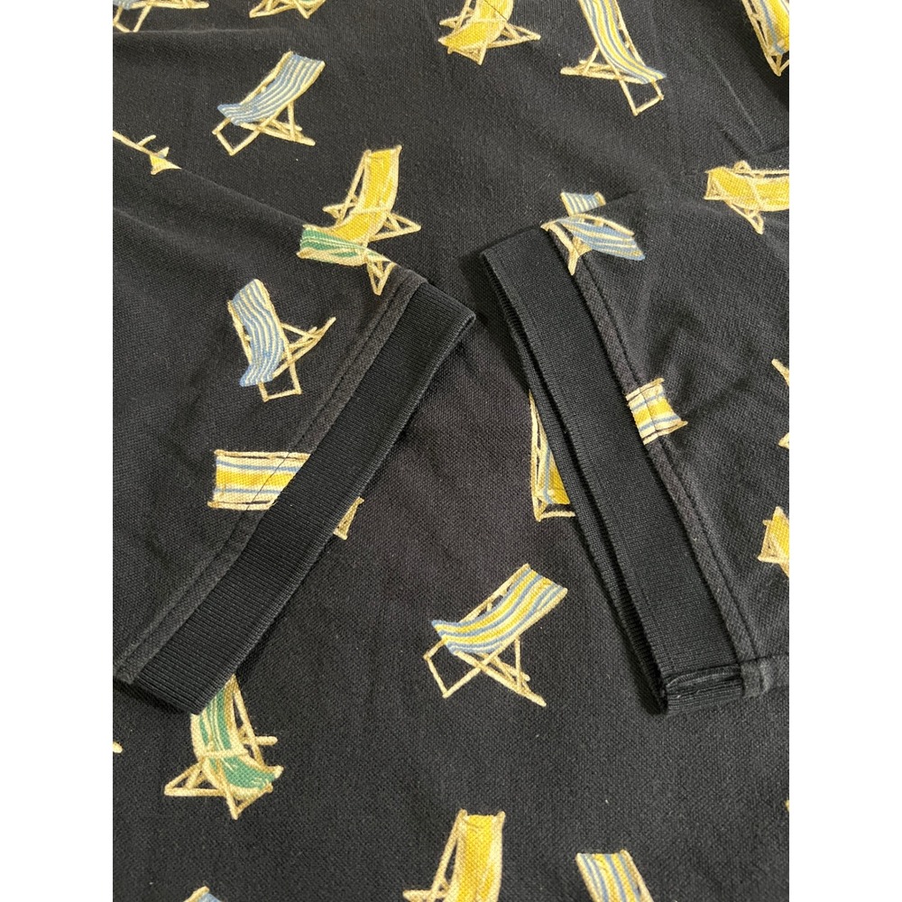 Vintage Tommy Hilfiger Golf Men Polo Shirt Navy Beach Chairs Print Short Sleeve - Picture 16 of 16